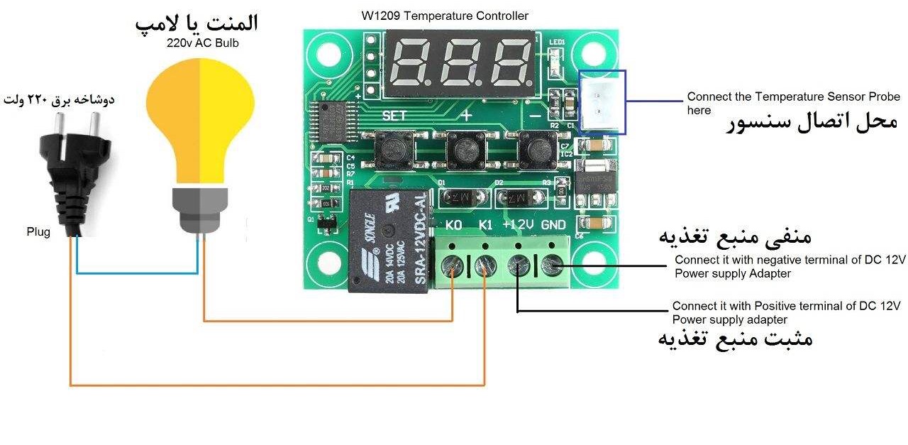 نصب ترموستات کنترل دما مدل 1209